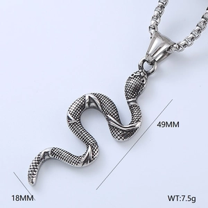 Detailed view of Viking style snake pendant with dimensions 49mm x 18mm and 7.5g weight