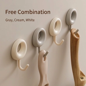 Nordic Minimalist ABS Adhesive Wall Hooks Round Single Hook No Drill Towel Hook For Kitchen Bathroom Home Storage