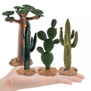 Realistic desert plant miniature set with baobab tree and cactus models for diorama