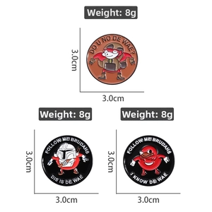 Detailed size and weight view of Ugandan Knuckles enamel pins with Mandalorian elements