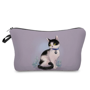 Simpatica Borsa da Trucco con Stampa di Gatti a Fumetti Astuccio in Poliestere Multifunzionale Borsa per Cosmetici da Viaggio Donna
