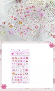 Macro detail of Pink Flower Indentation 3D acrylic floral stickers for DIY crafts