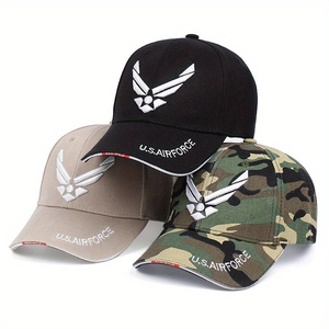 Trois casquettes de baseball tactiques pour hommes en noir, kaki et camouflage brodées