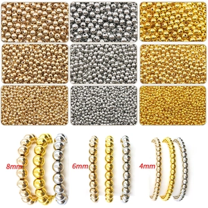 Makro-Anzeige von CCB-Abstandshalterperlen in Gold, Silber, Roségold in 4mm, 6mm, 8mm