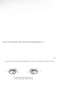 Optician guide for measuring interpupillary distance and eye prescription parameters
