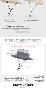 Detail view of lightweight outdoor sun hat showing breathable mesh and adjustable wind cord