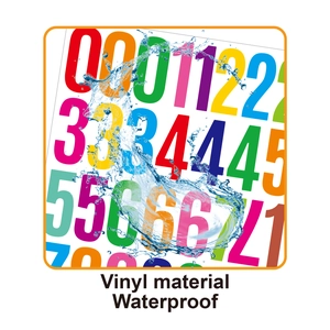 Waterproof 2 inch vinyl number stickers in various colors for sorting and classification