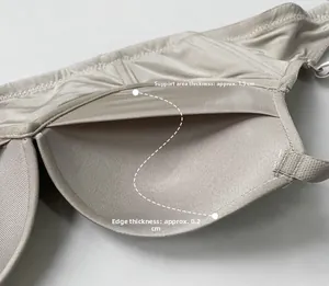 Detail showing the seamless push-up bra cup with 1.5cm support and 0.2cm thin edges