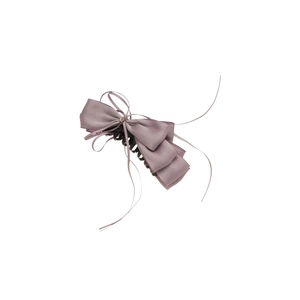 Elegant purple silk bow hair claw clip with zircon star detail and long flowing ribbons