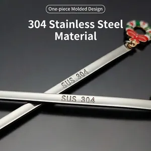 304 stainless steel coffee spoons with festive Christmas wreath decorative handles