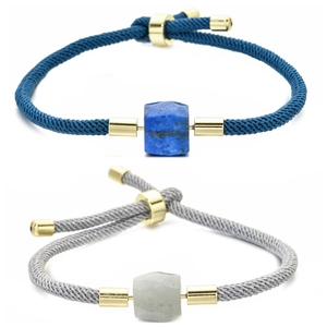 Bracelet En Cordon Milanais Tressé Avec Cuivre Pierre Naturelle Ajustable Fait Main Minimaliste Pour Femme