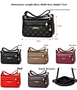 Detailed view of women's soft leather crossbody bag with logo and color options
