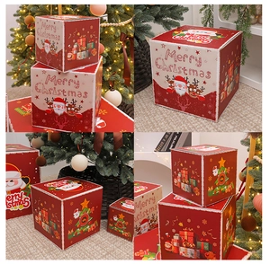 Detail of Christmas advent calendar boxes with Santa and reindeer patterns