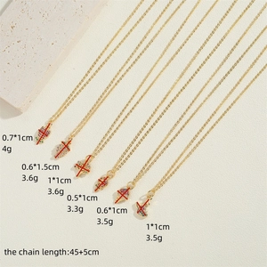 14K gold plated necklace set with zircon pendants including strawberry and grape charms