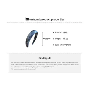 Detailed size chart and specifications for the retro striped fabric headband accessory