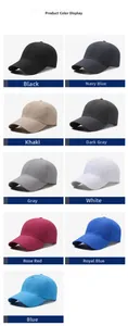 Grid display of quick-dry baseball caps in nine colors with laser-cut ventilation holes