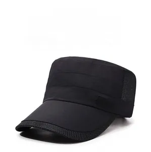 Detail view of the breathable mesh side and sports embroidery on this quick-dry army cap