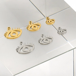 18K gold and silver stainless steel evil eye charms for DIY necklace jewelry making