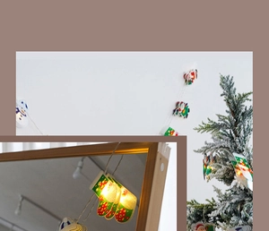 Guirlande lumineuse LED Père Noël et bonhomme de neige sur sapin et décorations