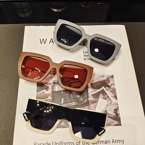 Stylish oversized square matte sunglasses in grey, brown and monochrome contrast colors
