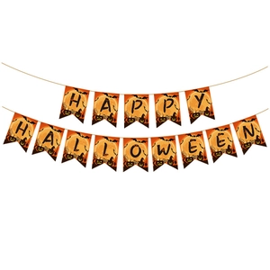 Bannière décorative en papier d'Halloween avec motifs de citrouilles et chauves-souris