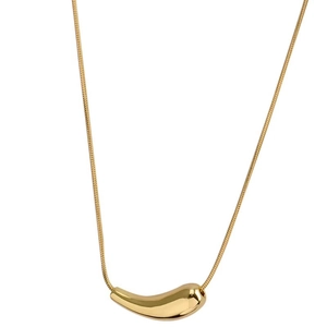 Minimalist 18K gold plated titanium necklace with sleek curved teardrop pendant