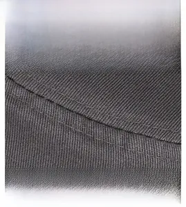 Macro shot of dark grey twill fabric showing precision double stitching on a sport cap