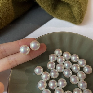 Macro shot of high-quality iridescent pearls with strong luster for DIY jewelry making