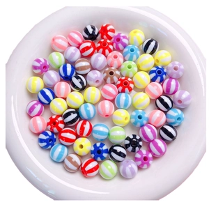 Colorful macaron striped acrylic round beads for DIY jewelry and phone chain making