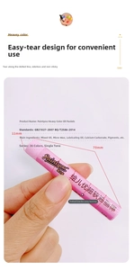 Macro shot of 70mm pink heavy color oil pastel showing easy-tear paper and diameter details