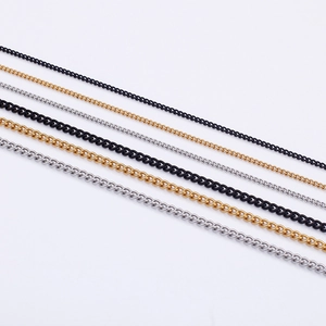 Minimalist stainless steel DIY chain necklaces in black, gold, and silver finishes