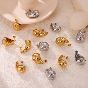 Orecchini A Lobo A Goccia Vintage Acciaio Inossidabile Con Diamanti Cechi Placcato Oro Gioielli Di Lusso Da Donna