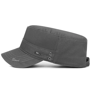 Dark grey cotton cadet cap with metal vent holes and Sport embroidery for outdoor sun protection