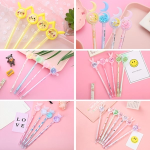 Cartoon Quicksand Gel Pens Black Ink Sequin Animal Shape Cute Aesthetic Writing Stationery For Students Office School