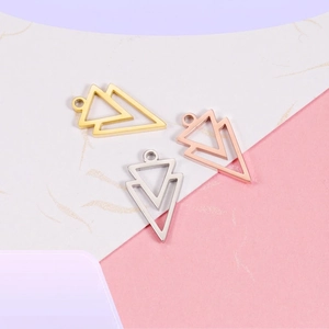 Double Triangle Pendants 304 Stainless Steel High Polished Jewelry Making Charms For Necklace Bracelet DIY Accessory