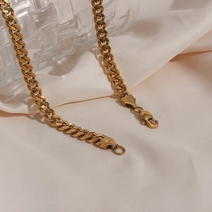 Collana a catena cubana da 3mm placcata in oro 18K per donna in stile minimalista