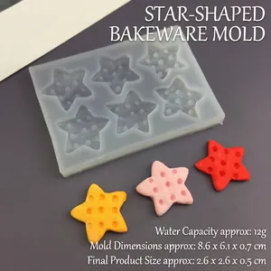 Star-shaped silicone mold with dimensions for DIY baking cookies and chocolates