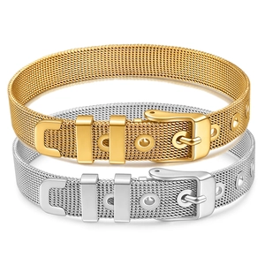 Milanese Mesh Bracelet 304 Stainless Steel 18K Gold Plated Watch Band Style Adjustable Belt Buckle Jewelry For Men Women