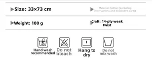Detailed size and care instruction card for 33x73cm 100g pure cotton towels