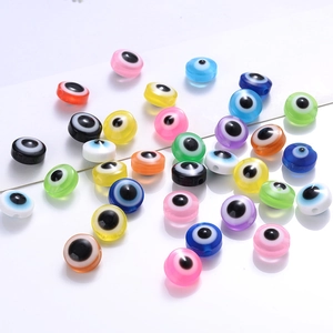 Colorful resin evil eye flat round beads for DIY jewelry and bracelet making