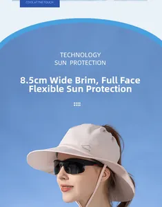 Détail chapeau de soleil rose avec bord de 8,5cm et cordon coupe-vent réglable