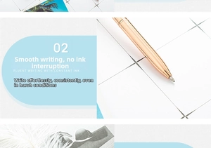 Detail view of rose gold metal ballpoint pen with smooth ink flow and sleek design