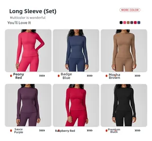 Ensembles de yoga en six couleurs comme le marron moka et le violet foncé en collage