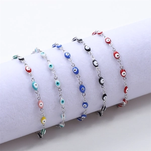 Turkish Evil Eye Bracelet 316L Stainless Steel Lucky Amulet Enamel Charm Jewelry For Women Men Adjustable