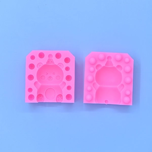 3D pink bear silicone mold with party hat for DIY chocolate and cake baking projects