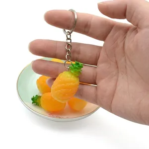Simulation Pineapple Keychain Realistic Fruit PVC Soft Rubber Hanging Ornament For Bag Accessory Yellow Green