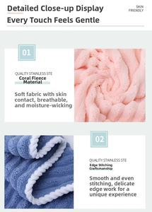 Close-up of soft pink and blue coral fleece fabric with fine white ribbon edge binding