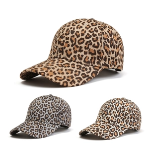 Leopard Print Baseball Cap Adjustable Faux Suede Sun Protection Outdoor Fashion Streetwear Hat For Women