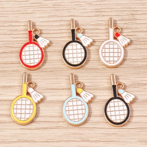 Breloques En Alliage émaillé De Raquette De Badminton Et Volant Pour Fabrication De Bijoux Bricolage Thème Sportif