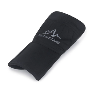 Foldable black quick-dry outdoor sun hat with three-section brim for easy storage